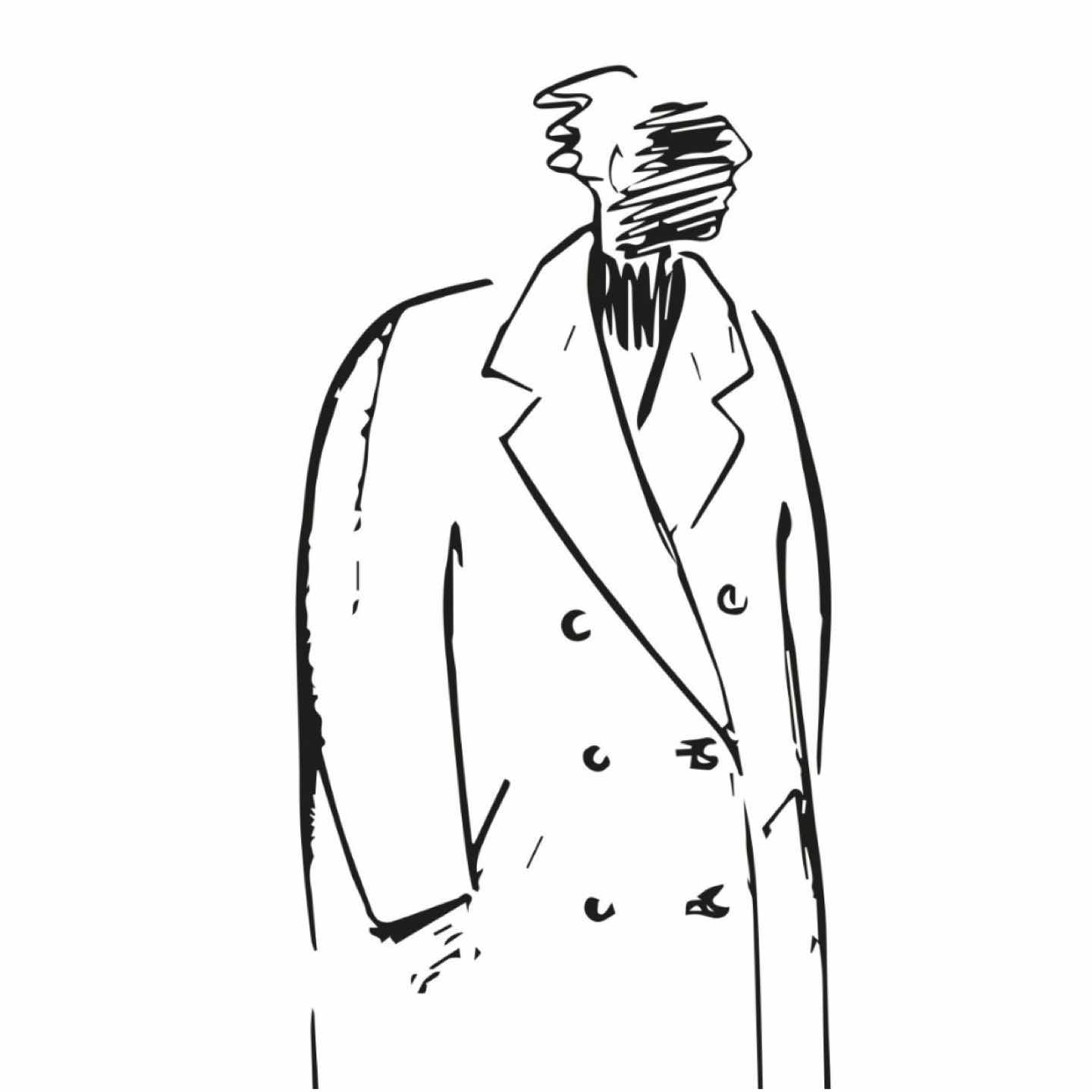 Black and white sketch of the Max Mara 101801 icon coat, highlighting the garment’s lines.